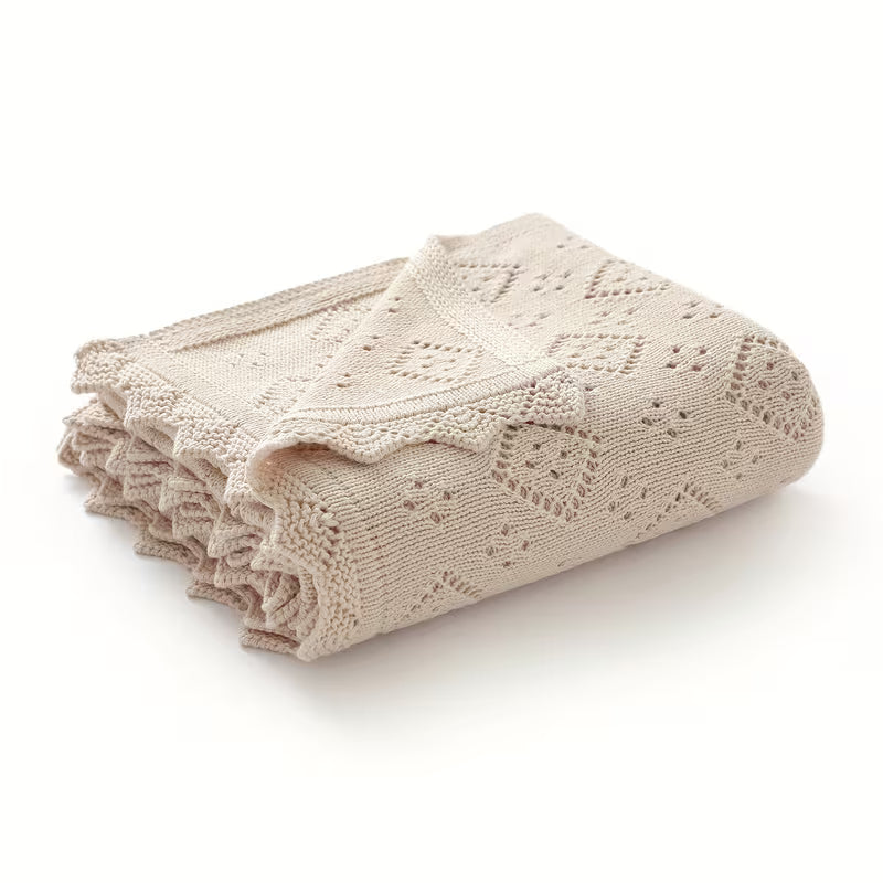Camel-colored Knitted Baby Blanket