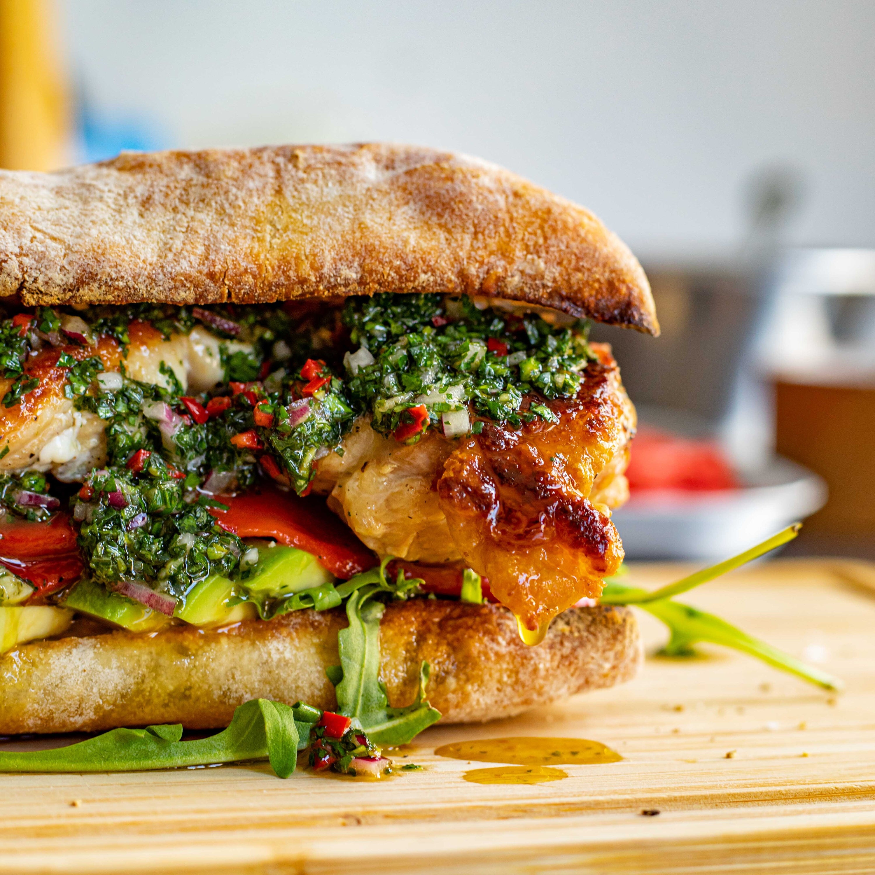 Salsa Verde Chicken Loaded Ciabatta