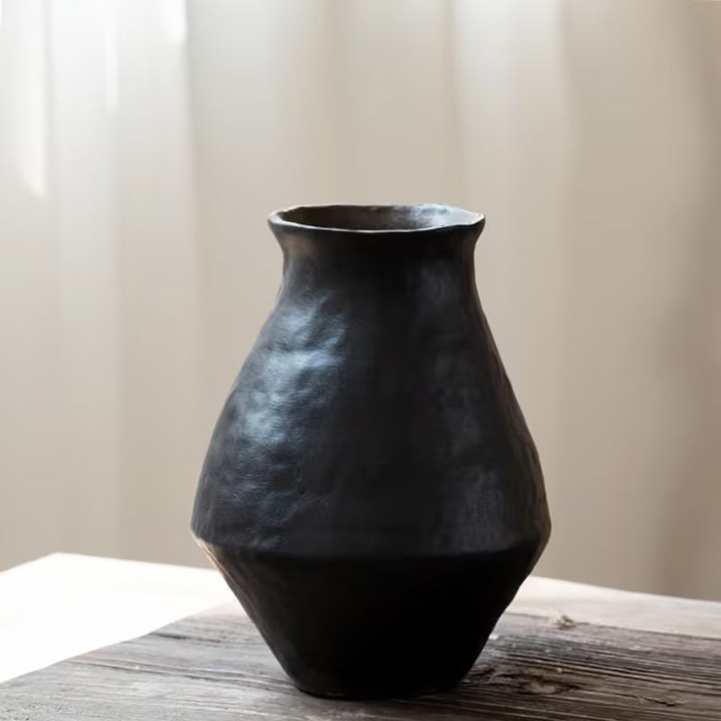 Black Ceramic Vase - Hand Crafted
