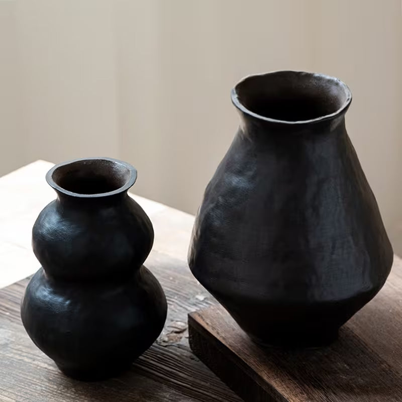Black Ceramic Vase - Hand Crafted