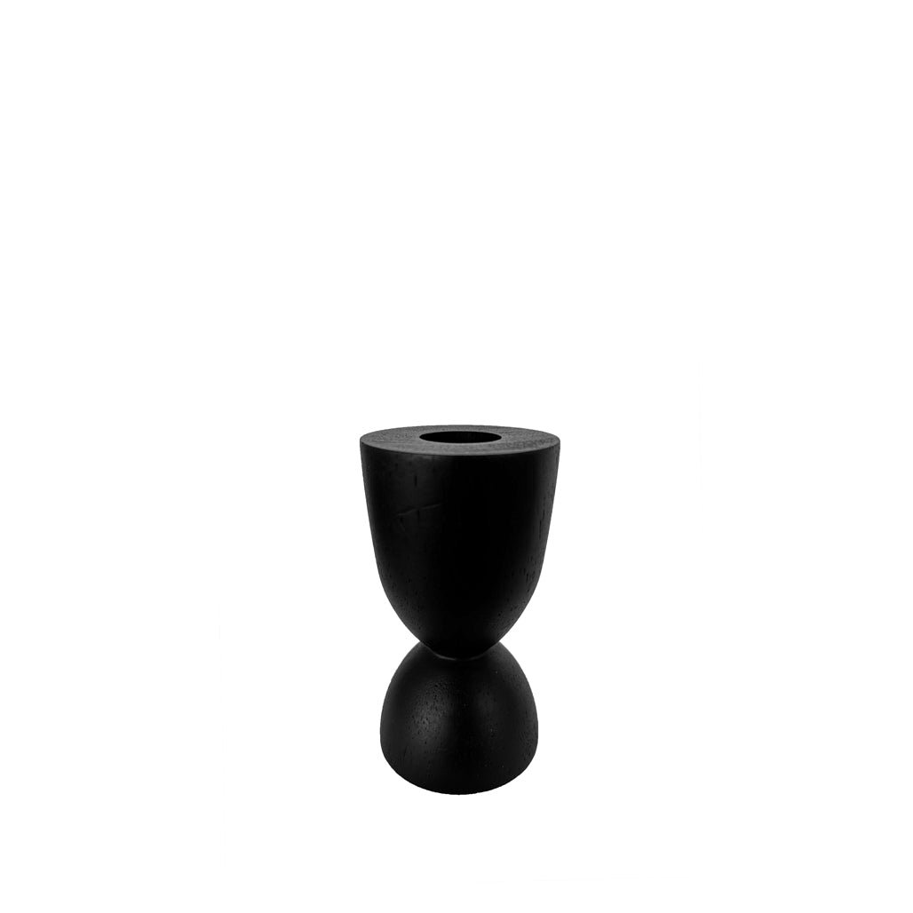Black Geometric Wooden Candle Stick - Luca