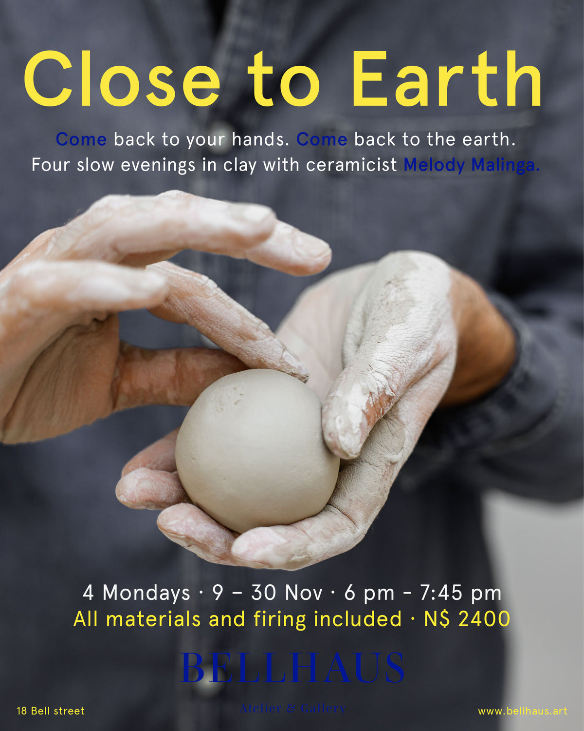 Ceramics Class with Melody Malinga: 4 Weeks · 9 – 30 November