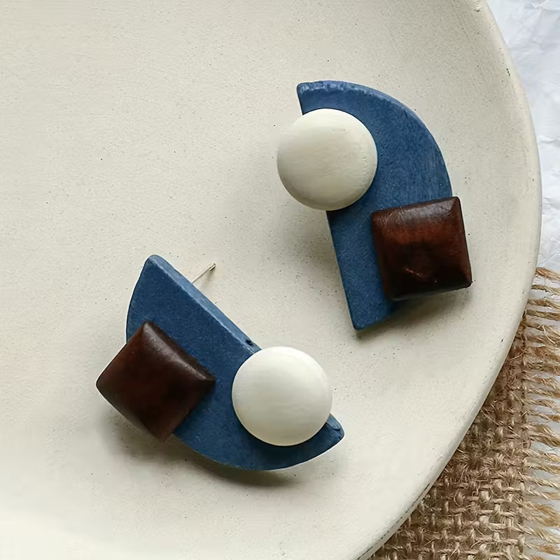 Geometric Wooden Earrings