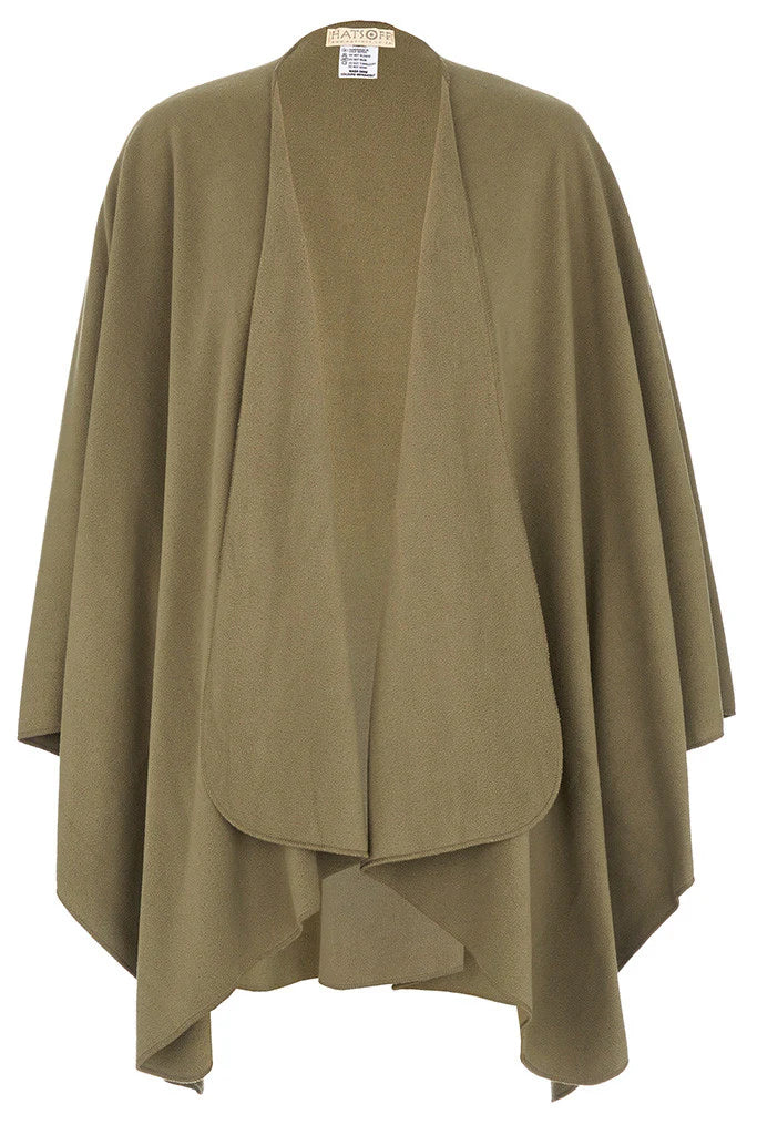 OLIVE FLEECE PONCHO