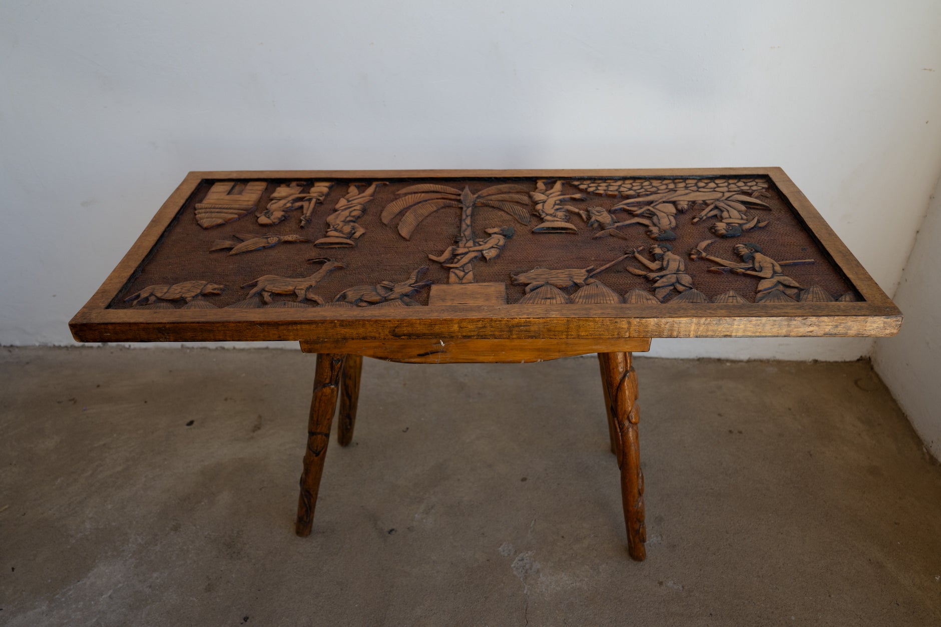 Hand Carved Wooden table from Angola 1968