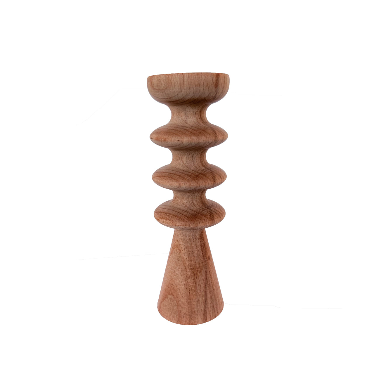 Wooden Wave Candlestick - Large