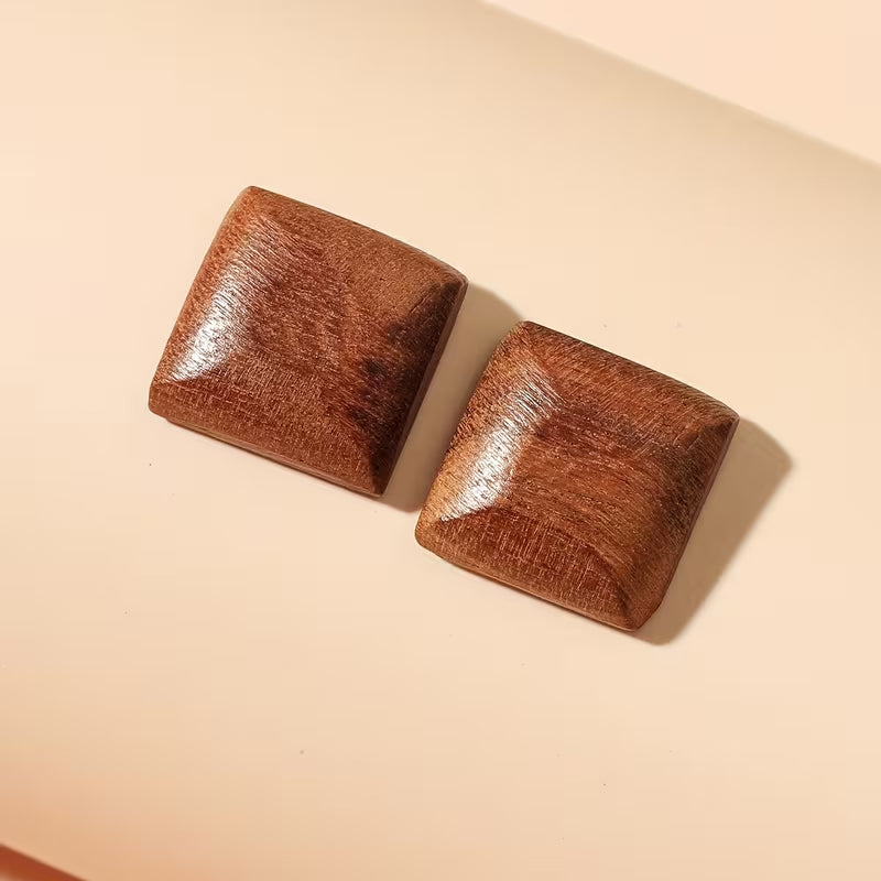 Wooden Square Stud Earrings
