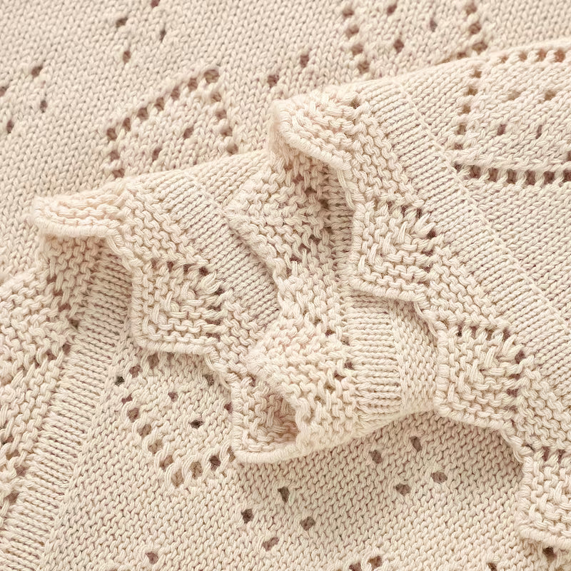 Camel-colored Knitted Baby Blanket
