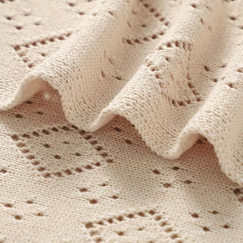 Camel-colored Knitted Baby Blanket