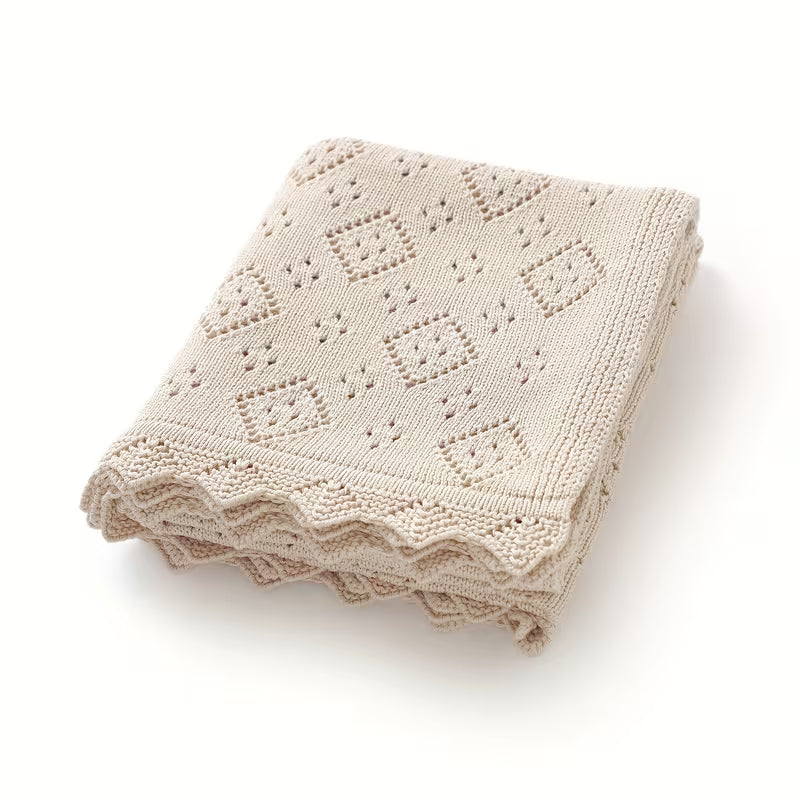 Camel-colored Knitted Baby Blanket