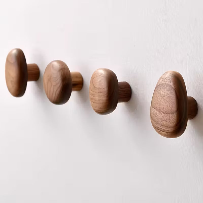 Walnut/Beech Wooden Wall Mounted Coat Rack Set